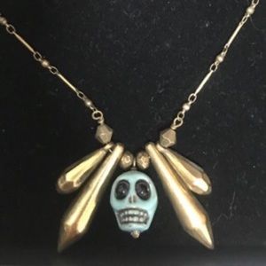 Bronze and Turquoise Skull Necklace